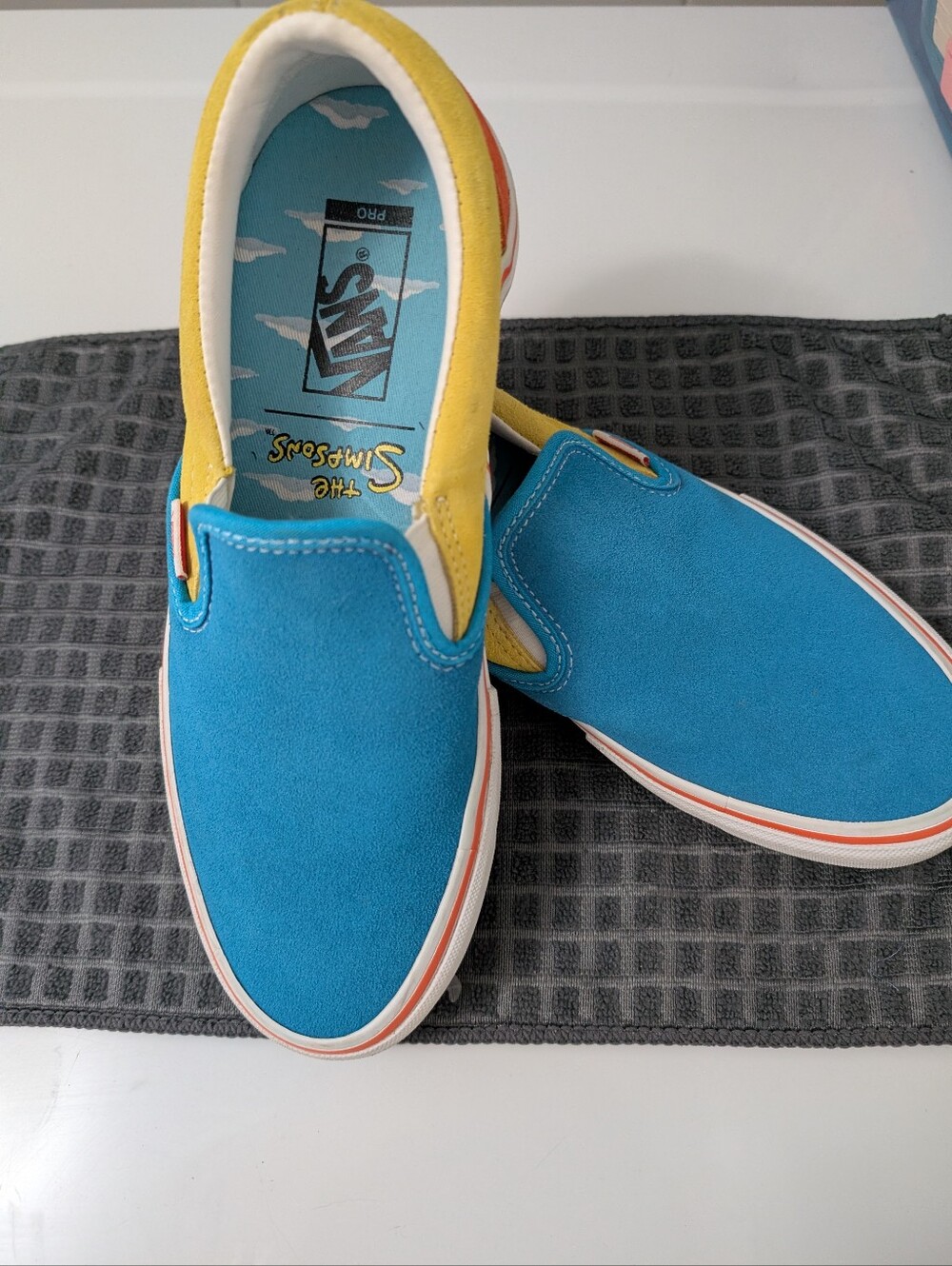 Simpsons Vans Blue and Yellow Slip-On Loafers